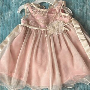 Pink and Cream Lace Baby Dress